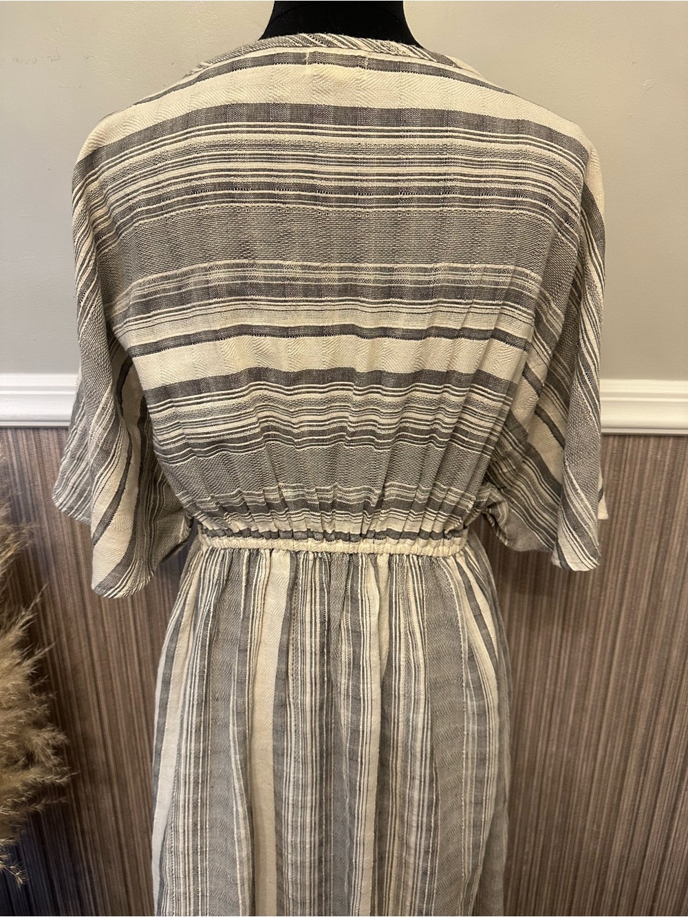 World Market Boho Striped Maxi Dress Tassel Tie Cotton L/XL - Picture 8 of 12